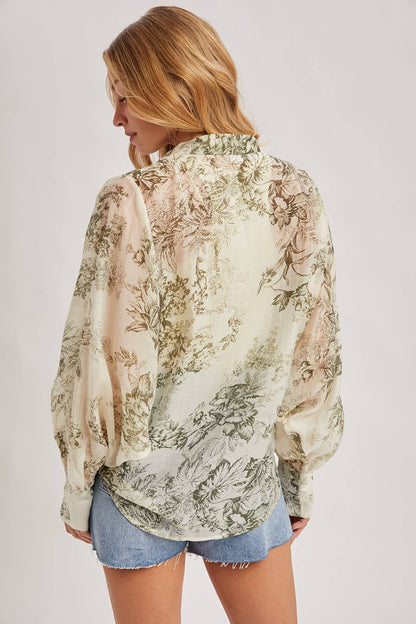 BOTANICAL BALLOON SLEEVE KIMONO