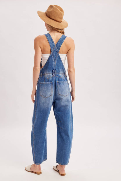 DENIM BARREL OVERALLS