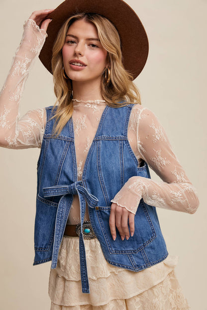 Cobalt Tie-Front Vest