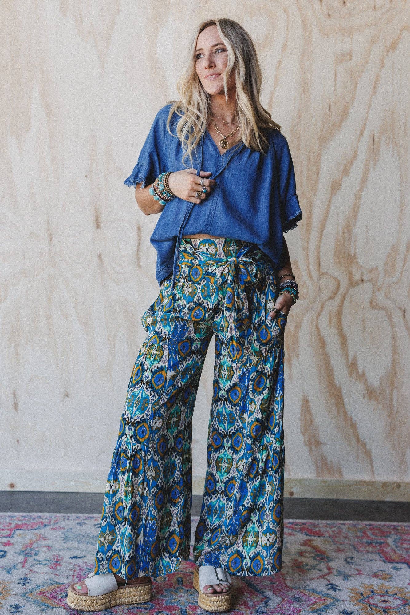 Pretty Peacock Printed Pants