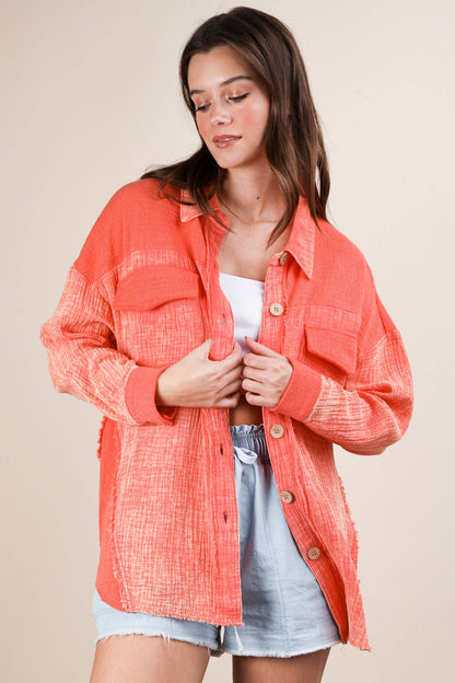 Mineral Washed Gauze Shacket Jacket