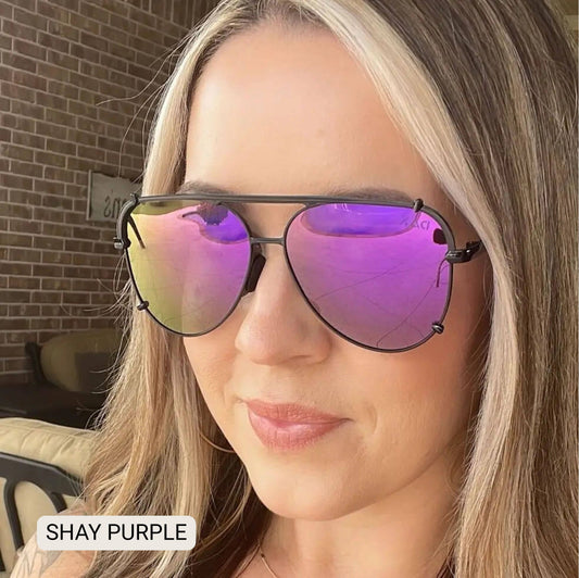 Women's Polarized Hair Friendly Aviator : Purple