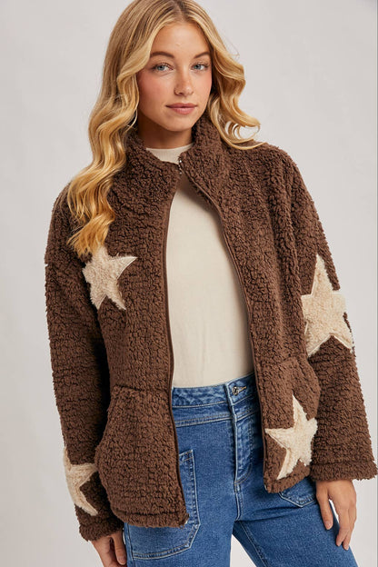 STAR-SHAPED FLEECE TEDDY JACKET