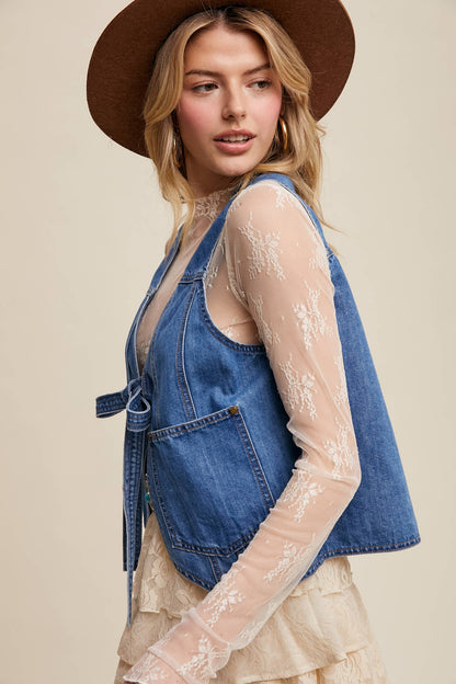 Cobalt Tie-Front Vest