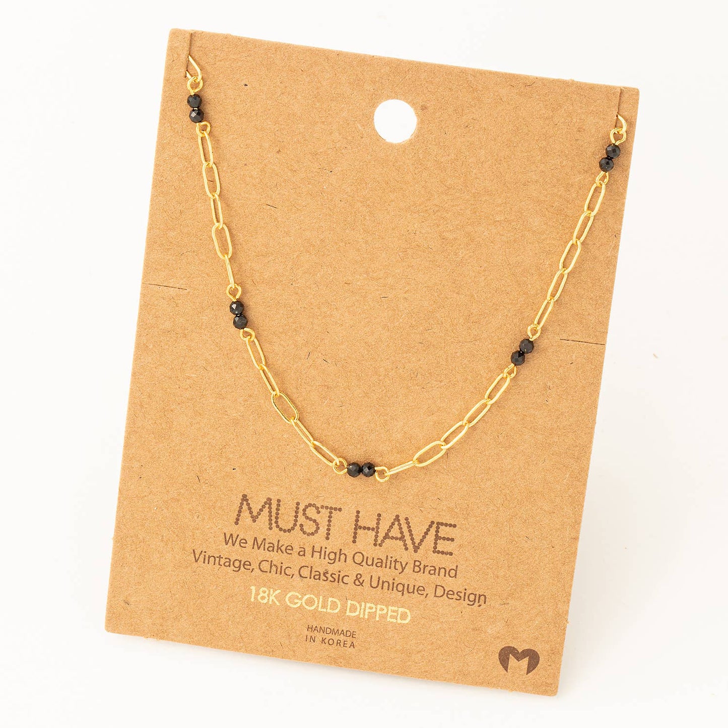 Dainty Chain Link Bead Station Necklace: TQ