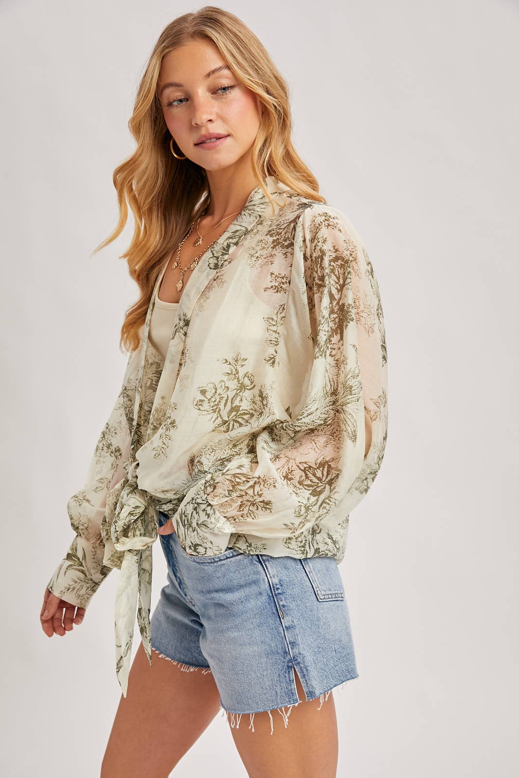 BOTANICAL BALLOON SLEEVE KIMONO