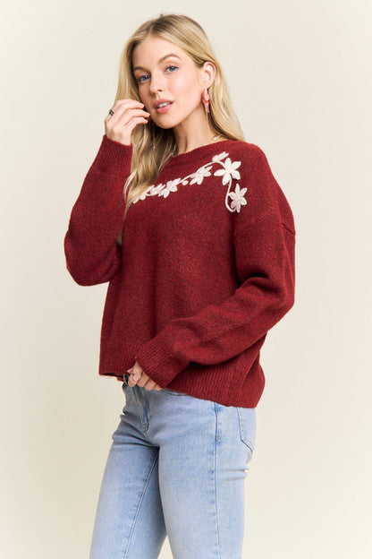 FLORAL Embroidered  SWEATER