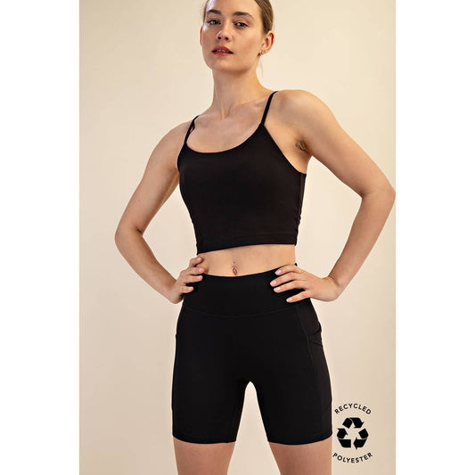 6 INCH BIKER SHORTS WITH SIDE POCKETS Black