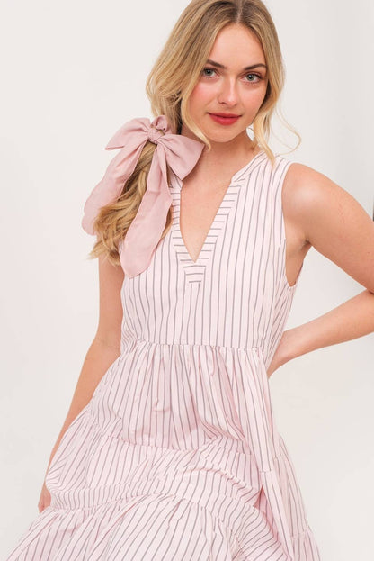 Pink Striped Midi Dress