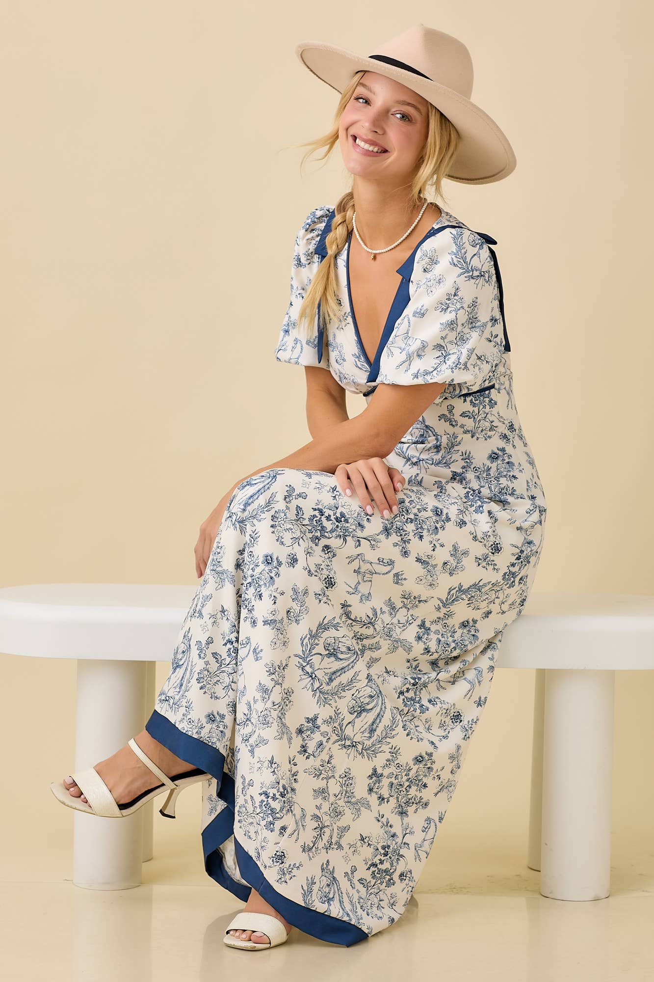 Pony Maxi Dress With Bubble Sleeve
