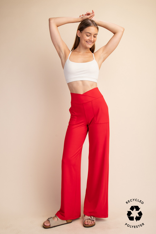 RECYCLED BUTTER V WAIST WIDE PANT