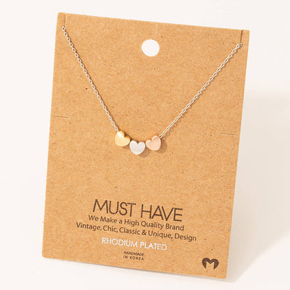 Dainty Three Heart Pendant Necklace