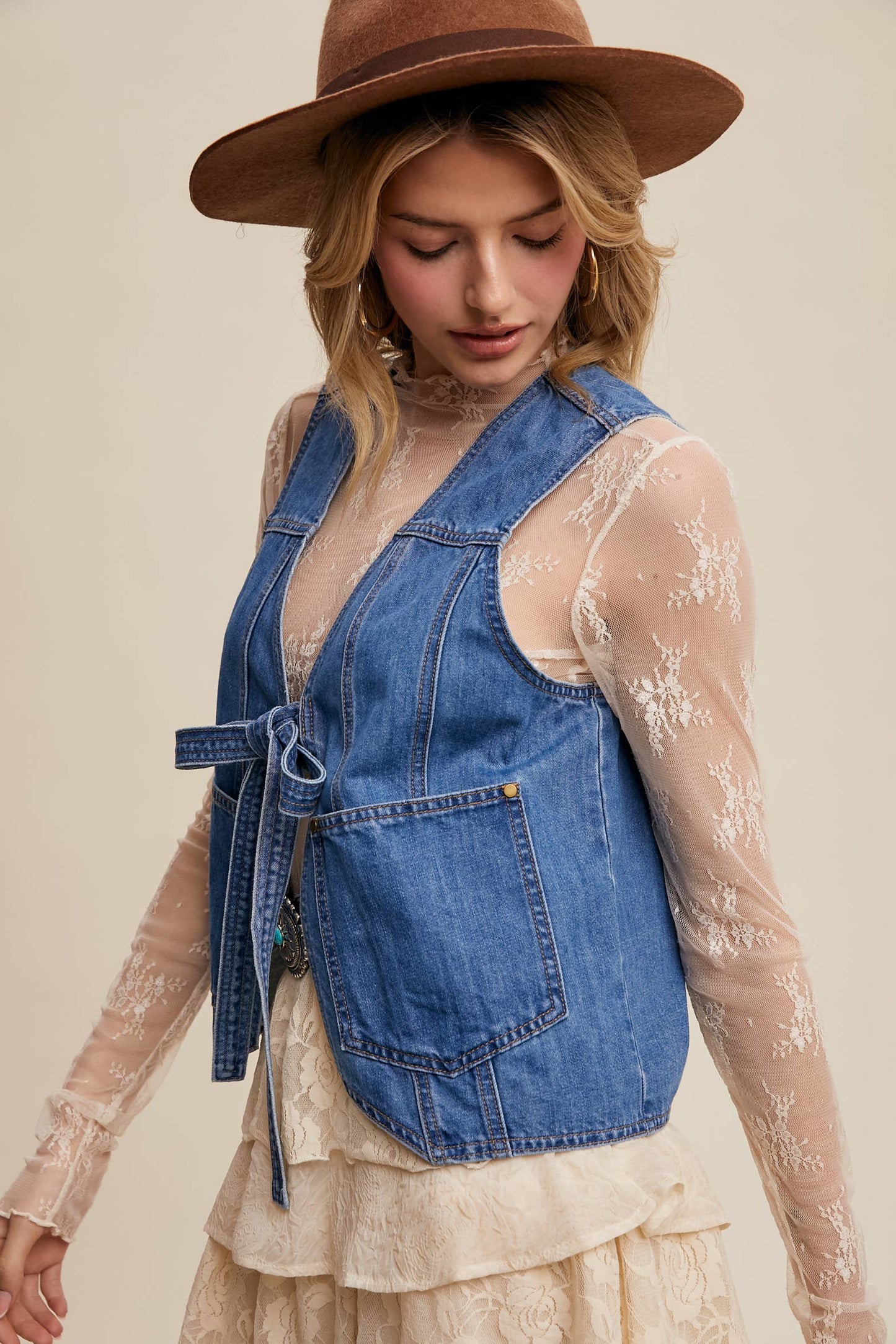 Cobalt Tie-Front Vest
