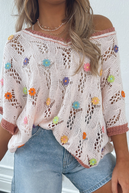 Delicacy Embroidered Flower Sweater