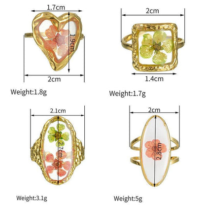 18K Gold Plated Stainless Steel Floral Ring