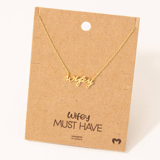 Wifey Handwritten Pendant Necklace: G