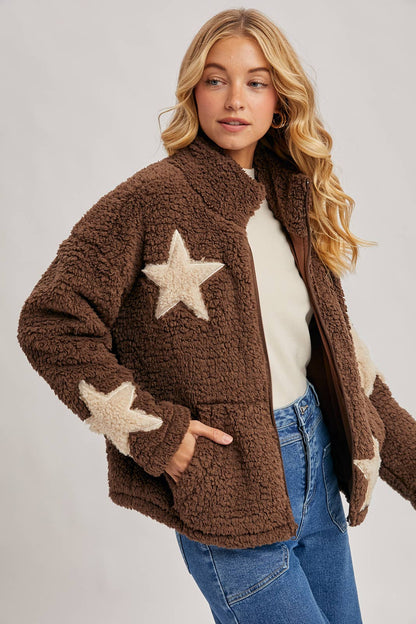 STAR-SHAPED FLEECE TEDDY JACKET