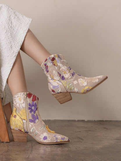 The Wanda Floral Applique Bootie