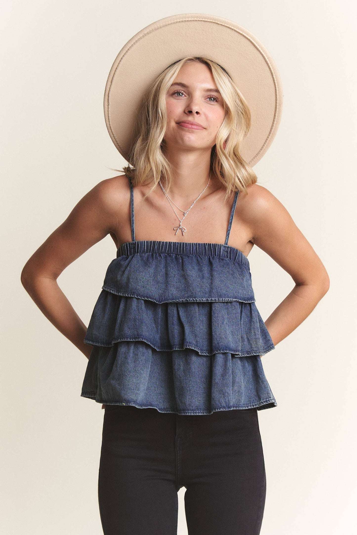 DENIM LAYERED TANK TOP