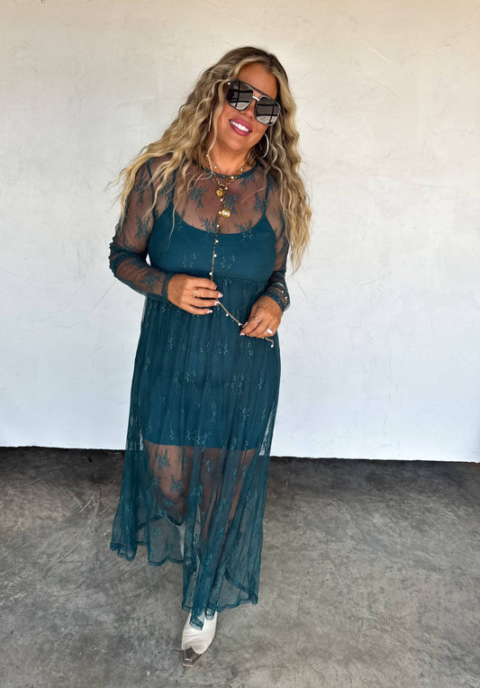 LACE DRESS: TEAL
