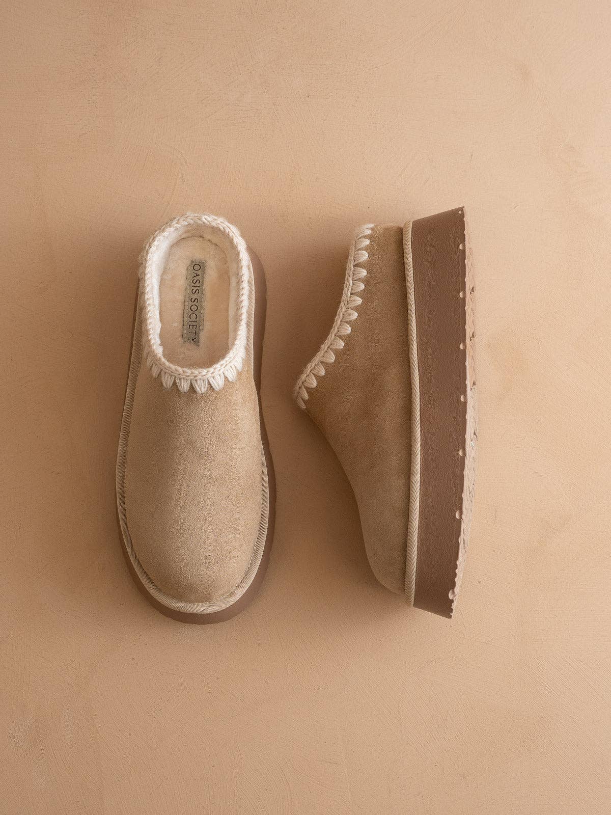 Almond Platform Cozy Mule