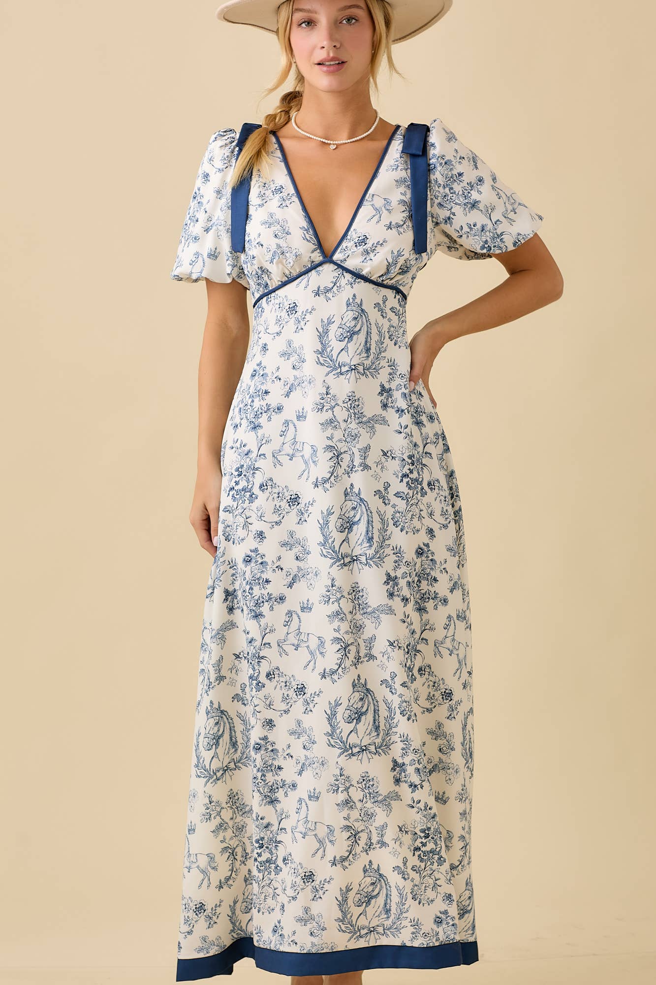 Pony Maxi Dress With Bubble Sleeve