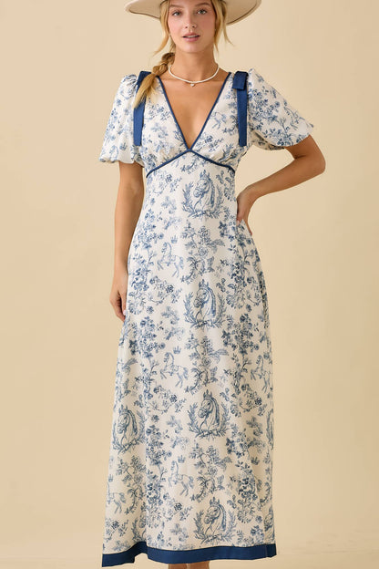 Pony Maxi Dress With Bubble Sleeve