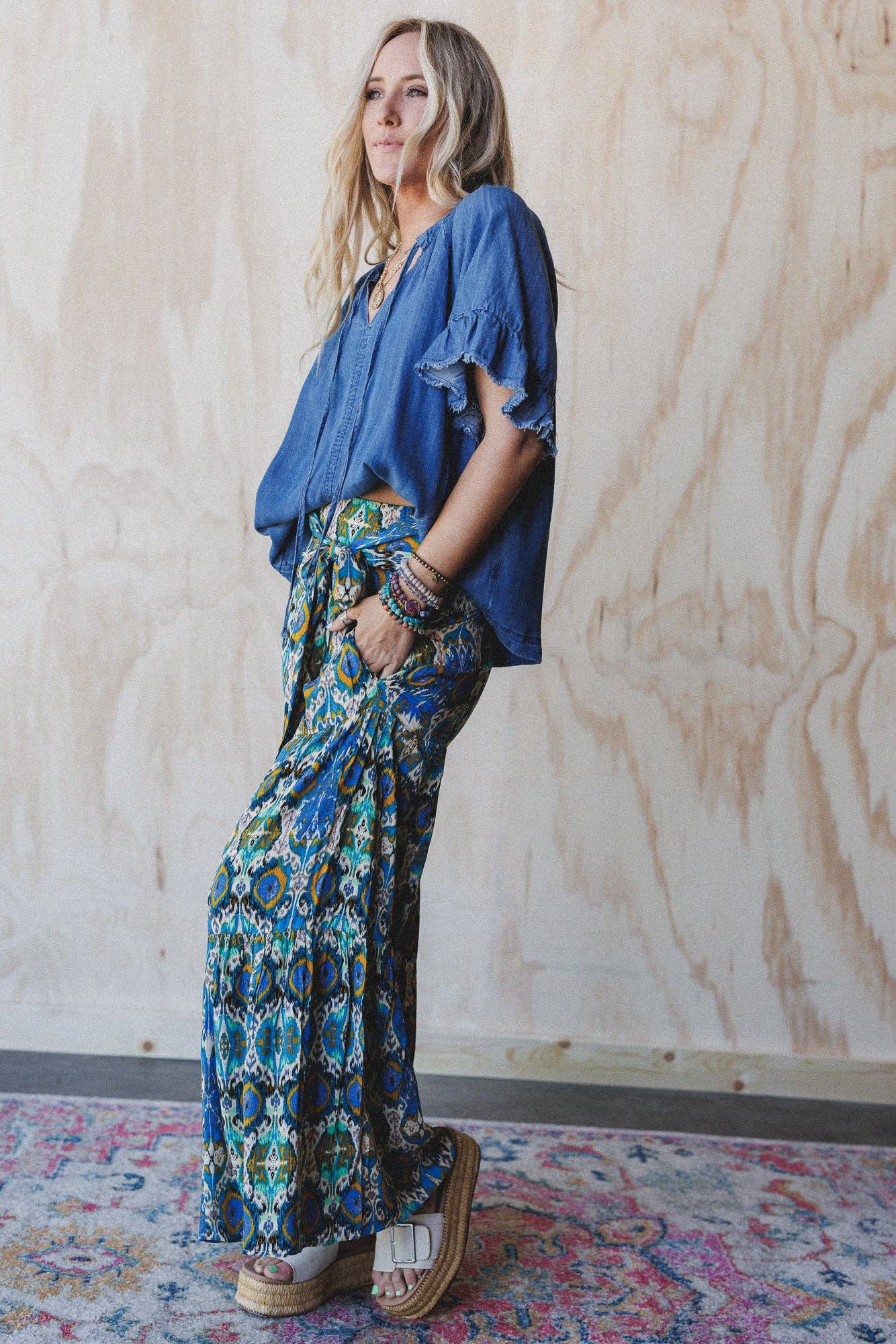 Pretty Peacock Printed Pants