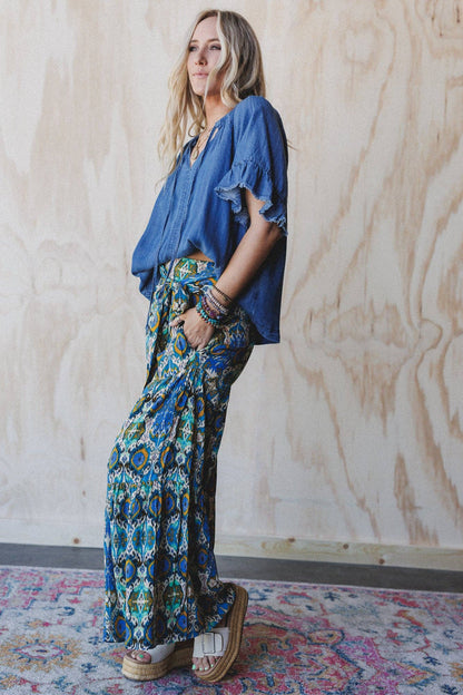 Pretty Peacock Printed Pants
