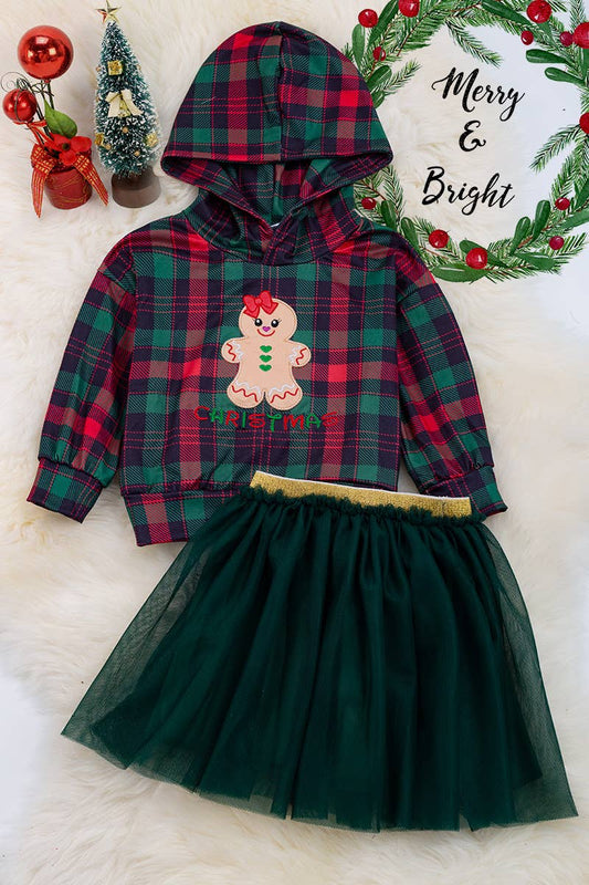 Gingerbread PLAID SWEATSHIRT & TULLE SKIRT