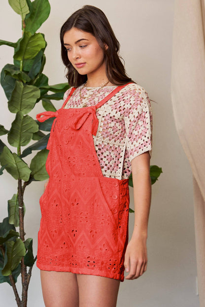 CROCHET LACE SHORT ROMPER