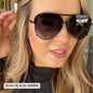 Women's Polarized Hair Friendly Aviator : Black Ombré