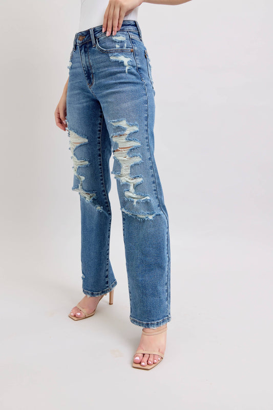 Heavy Distressed High Waisted Straight: MD / 1(25)