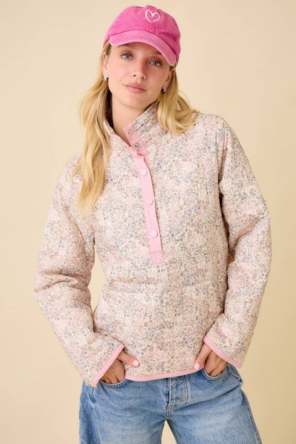 Floral Button Quilted Jacket