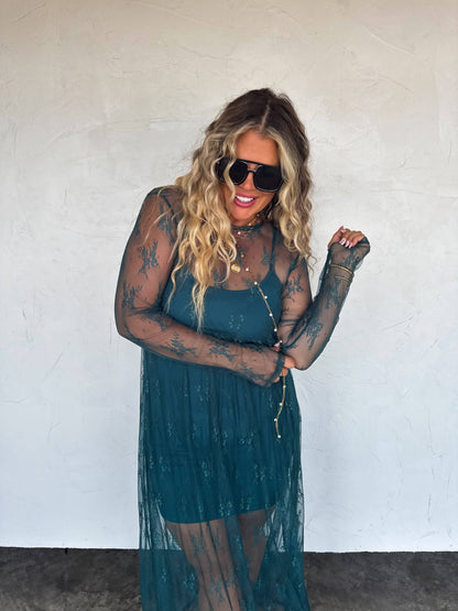 LACE DRESS: TEAL