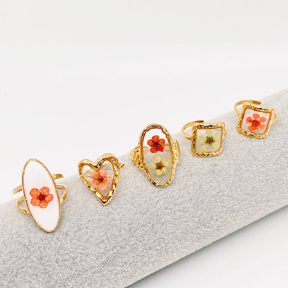 18K Gold Plated Stainless Steel Floral Ring