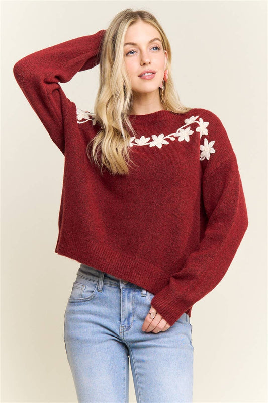 FLORAL Embroidered  SWEATER