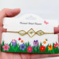 Dried Flowers Floral Geometric Charm Golden Bracelet