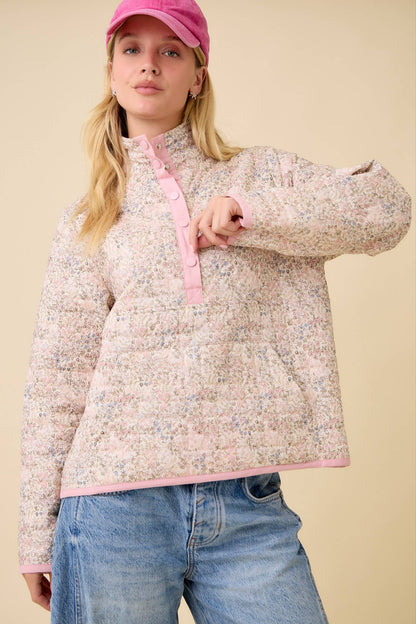 Floral Button Quilted Jacket