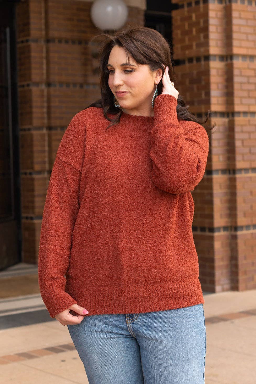 Rust Faux Mohair Sweater