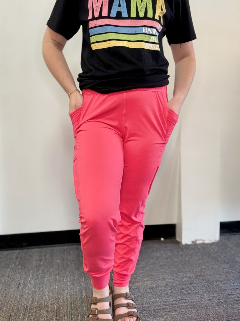 BUTTER JOGGER WITH SIDE POCKETS: Flamingo