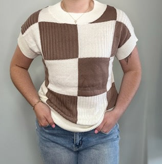 Checkered Color Block Sweater