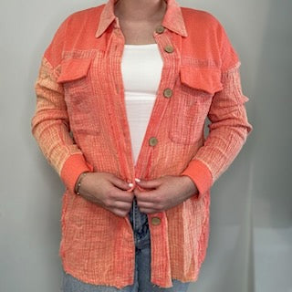 Mineral Washed Gauze Shacket Jacket