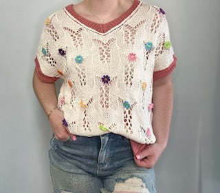 Delicacy Embroidered Flower Sweater