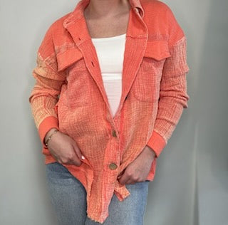 Mineral Washed Gauze Shacket Jacket