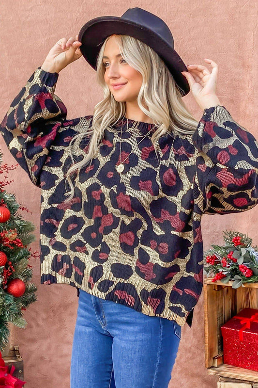 Gold Foil Leopard Sweater