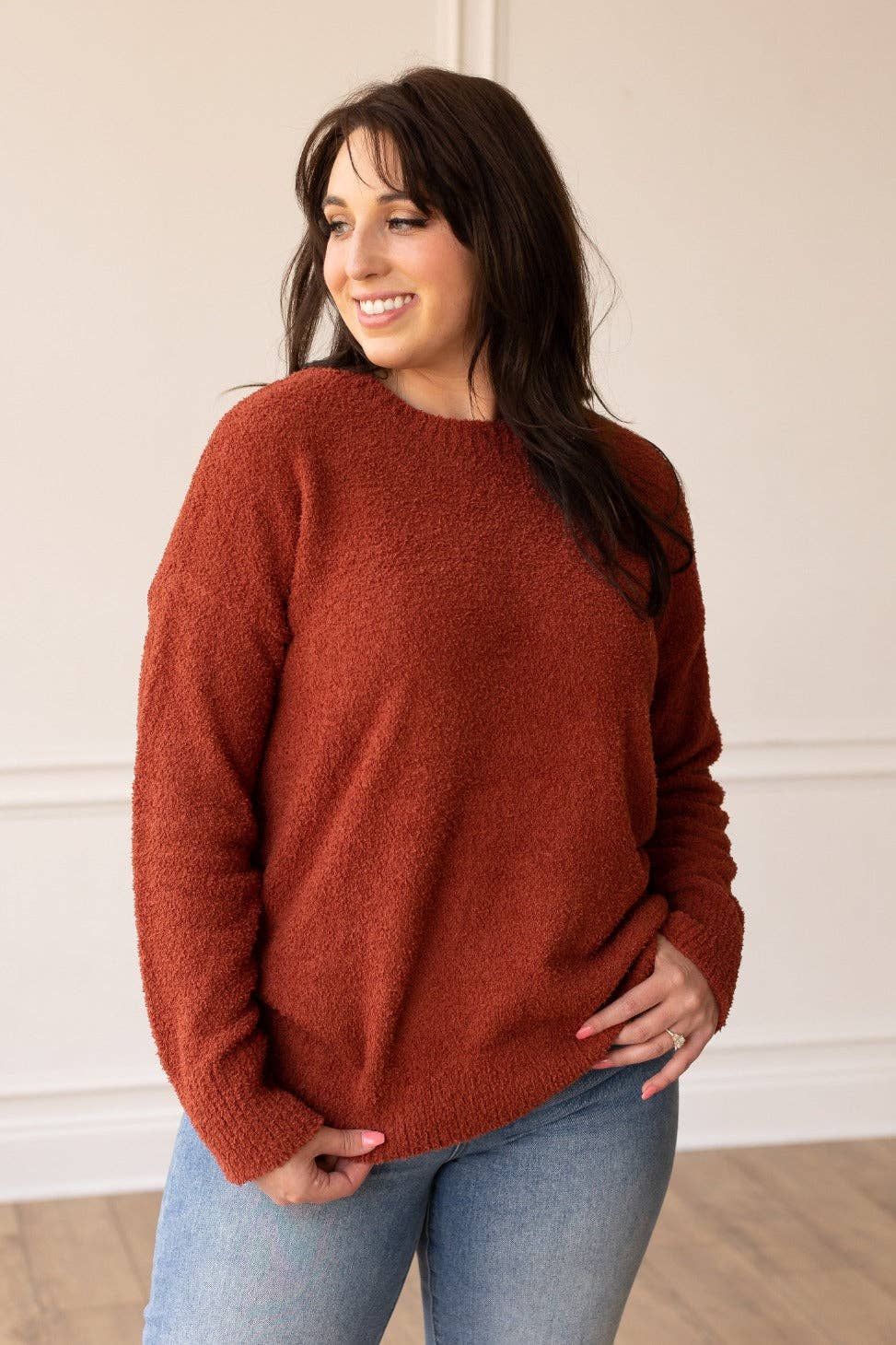 Rust Faux Mohair Sweater