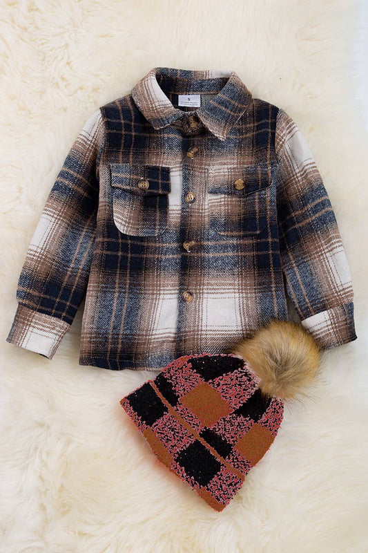 BROWN/BLACK Plaid Shacket