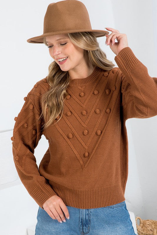 Camel Pom Sweater (Plus)