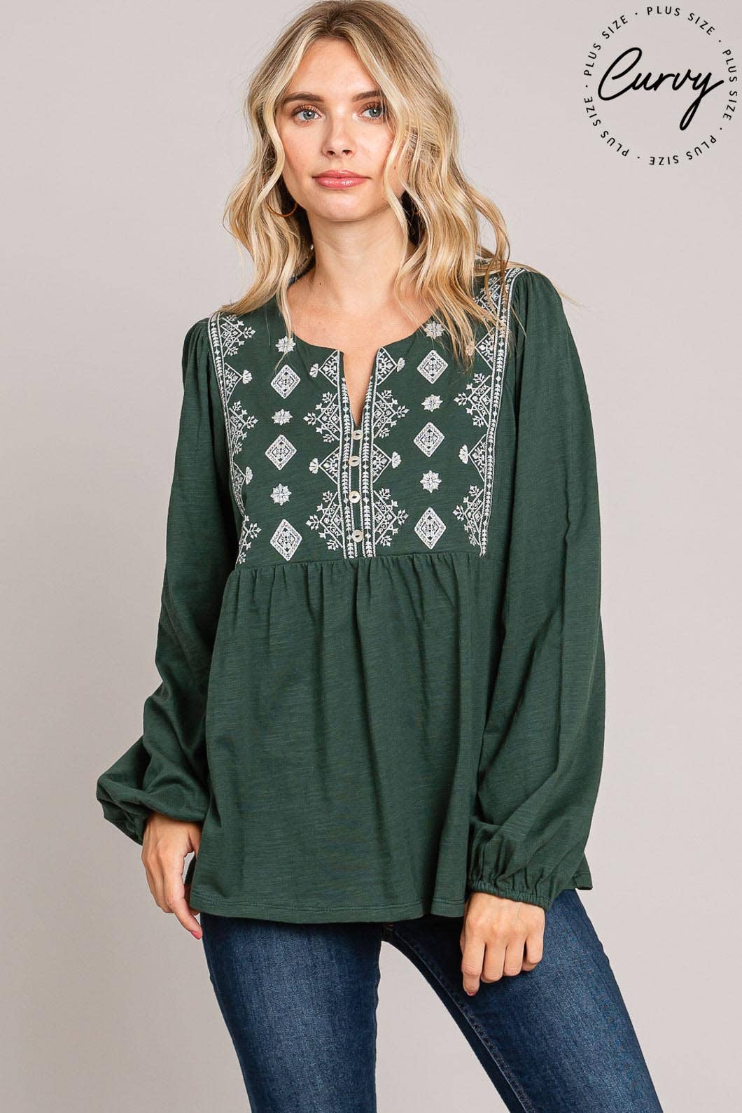 Hunter Green Embroidered Top